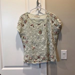 Johnny Was embroidered teal blouse